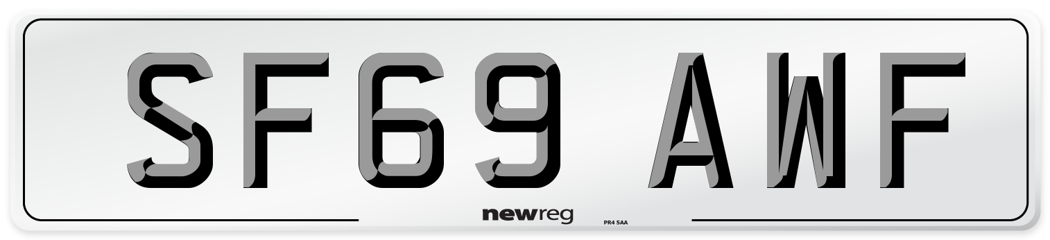 SF69 AWF Number Plate from New Reg